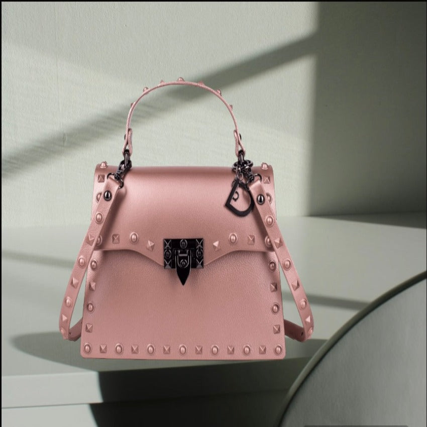 Champagne studded jelly crossbody purse