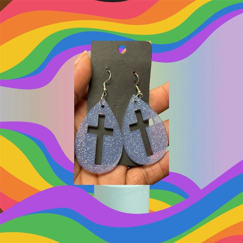 Cross Circle Earrings – Multicolor
