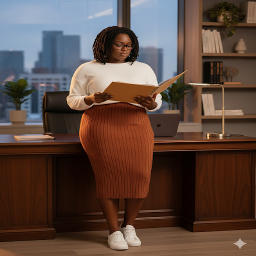 Orange striped skirt