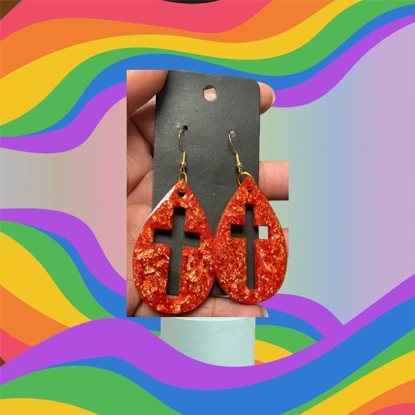 Cross Circle Earrings – Multicolor