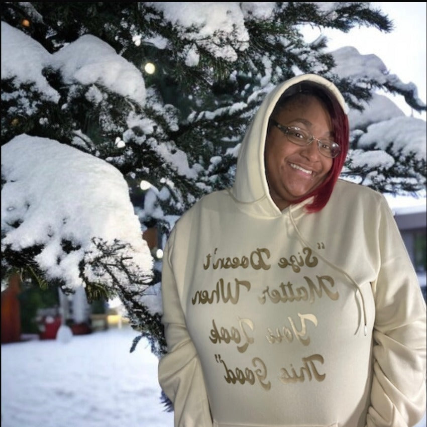 Apricot and gold slogan hoodie, second view