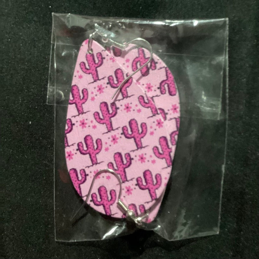 Pink Cactus Circle Earrings – Pink