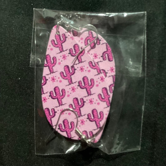 Pink Cactus Circle Earrings – Pink