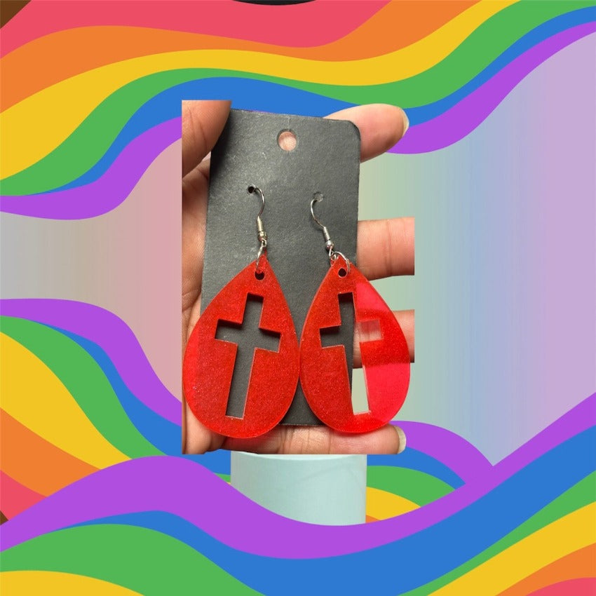 Cross Circle Earrings – Multicolor