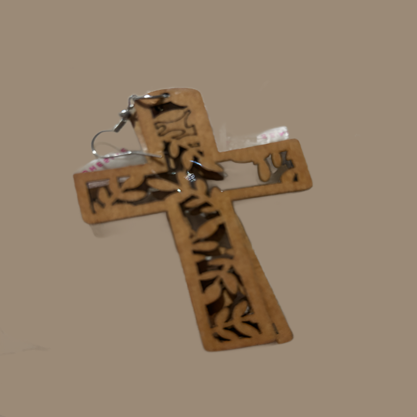 Cross Circle Earrings – Tan