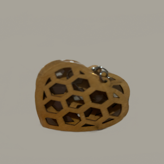 Heart Hive Circle Earrings – Tan